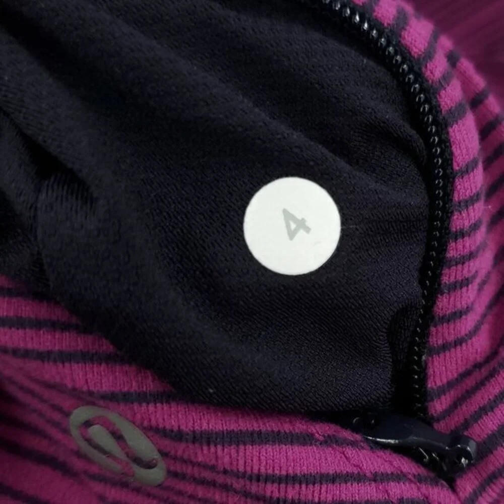 Lululemon Kanto Catch Me Long Sleeve 4 Stripe Regal Plum Naval Blue